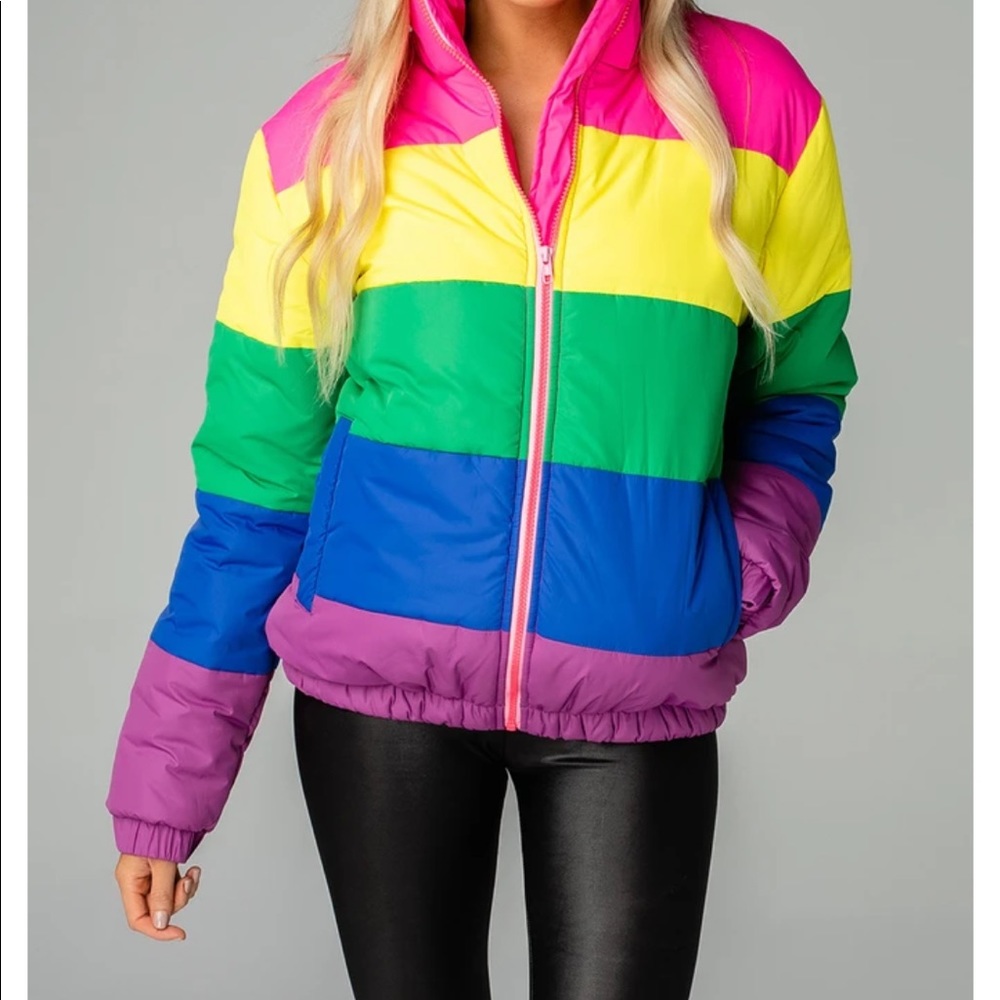 BuddyLove rainbow puffer jacket coat